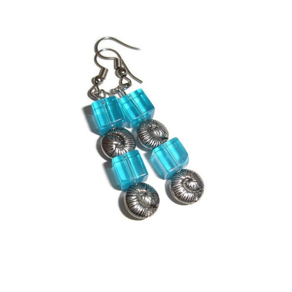 Spiral earrings Cube earrings